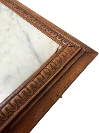 Art Nouveau Pedestal Plant Stand, Hand-Carved Beech & Marble, 1900s